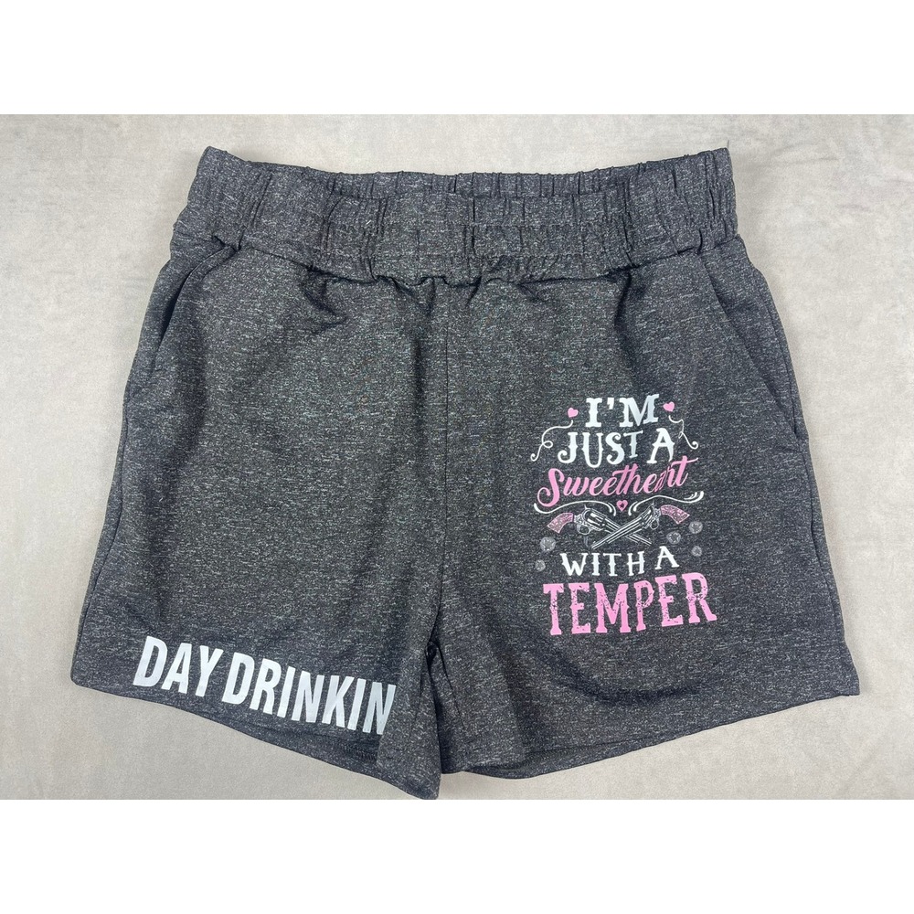 Unbranded Day Drinkin Sweetheart With A Temper Lounge Shorts Grey Womens Large